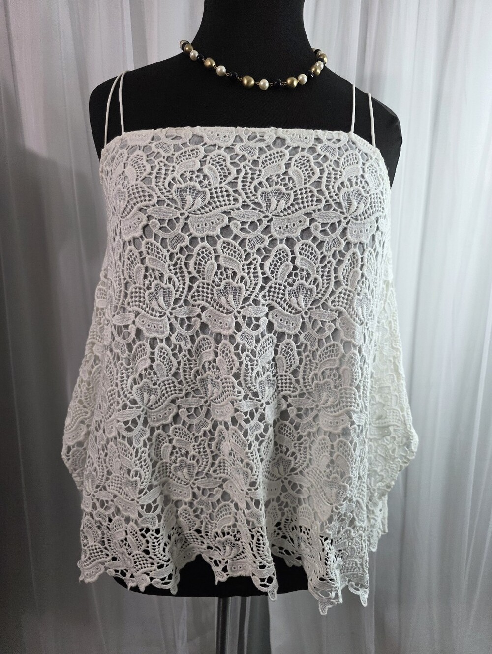 Black Label Chico's White Crochet Lace Camisole